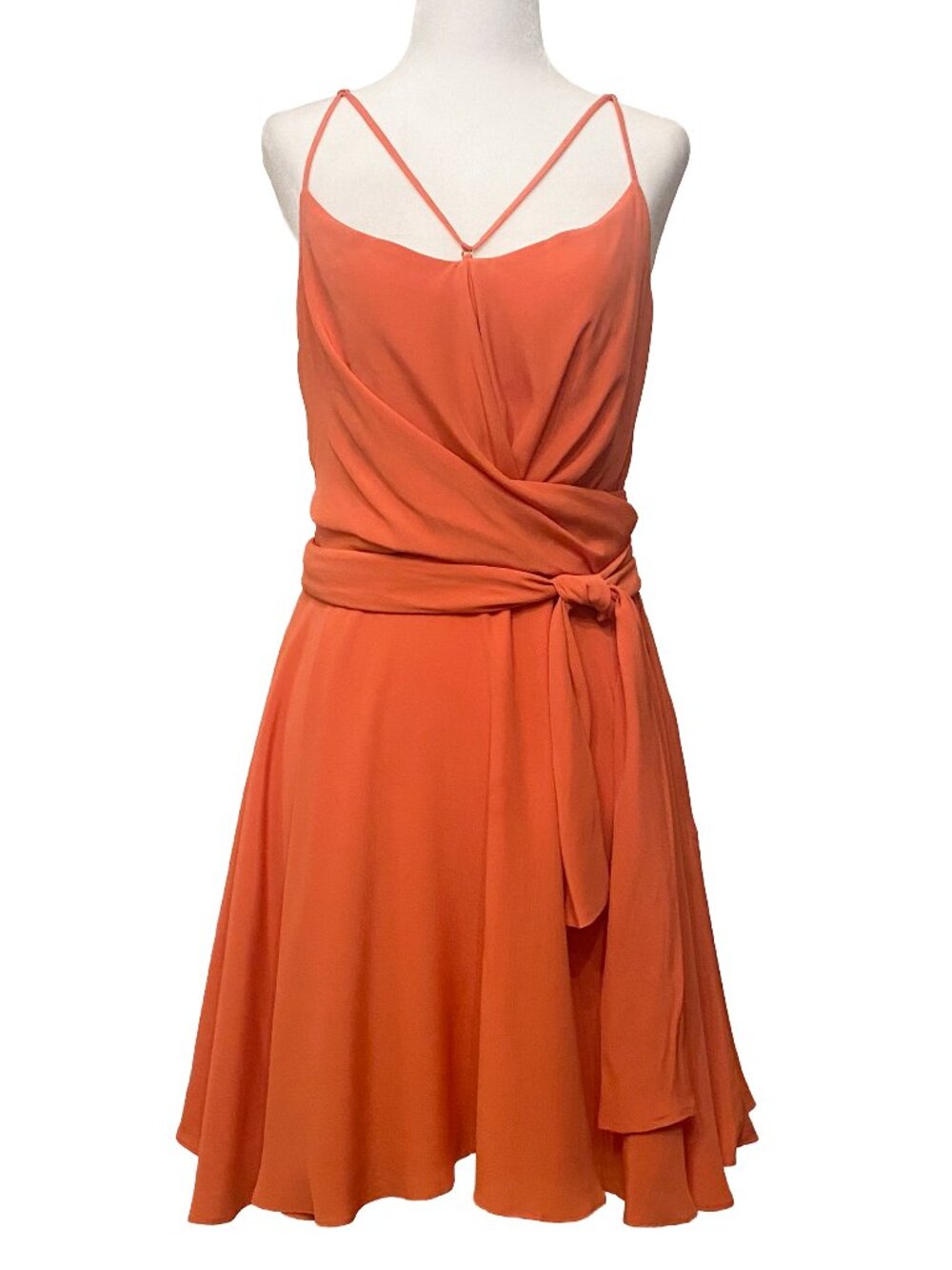 KENZO Paris Orange Flowy A-Line Mini Dress Spaghetti Straps Cocktail Sz M 8